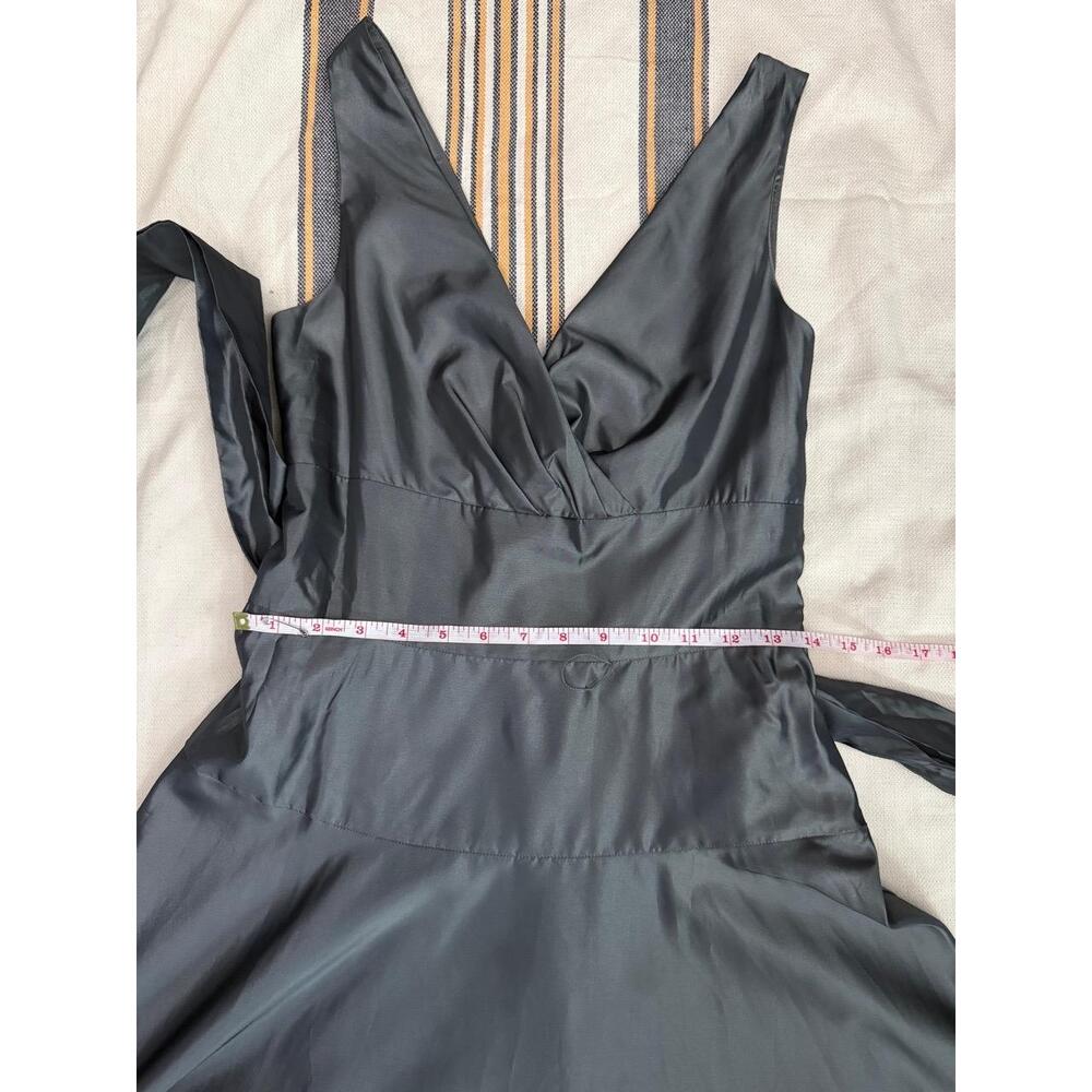 Max and Cleo Cocktail Dress Womens 6 Greyish V-Neck Tie-Waist Elegant Chic - Picture 7 of 11